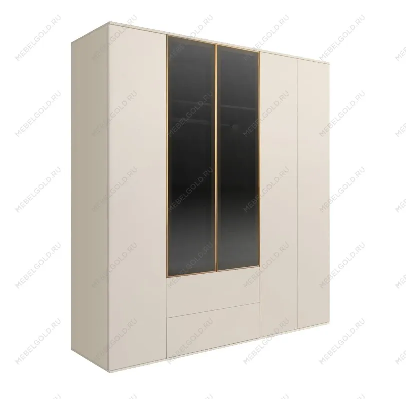 Шкаф 5-ти дв. с ящиками Bogemia Air (Слоновая кость/Золото) БМШ2/52(2)