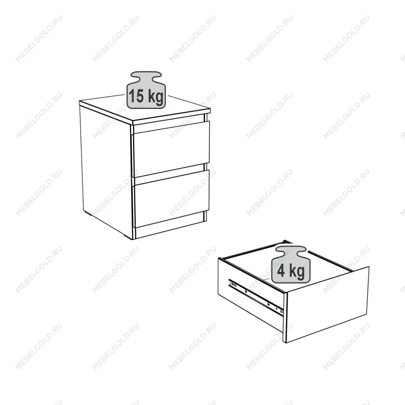 Тумба прикроватная Мальта, 2 ящика, 48х40х54 см, дуб сонома | изображение 24