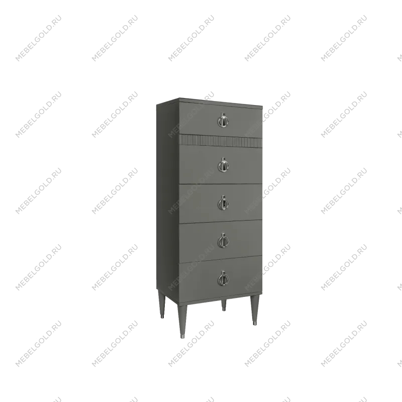 Комод узкий с планкой Римини СОЛО (Серый/Серебро) РМКМ-2(s)