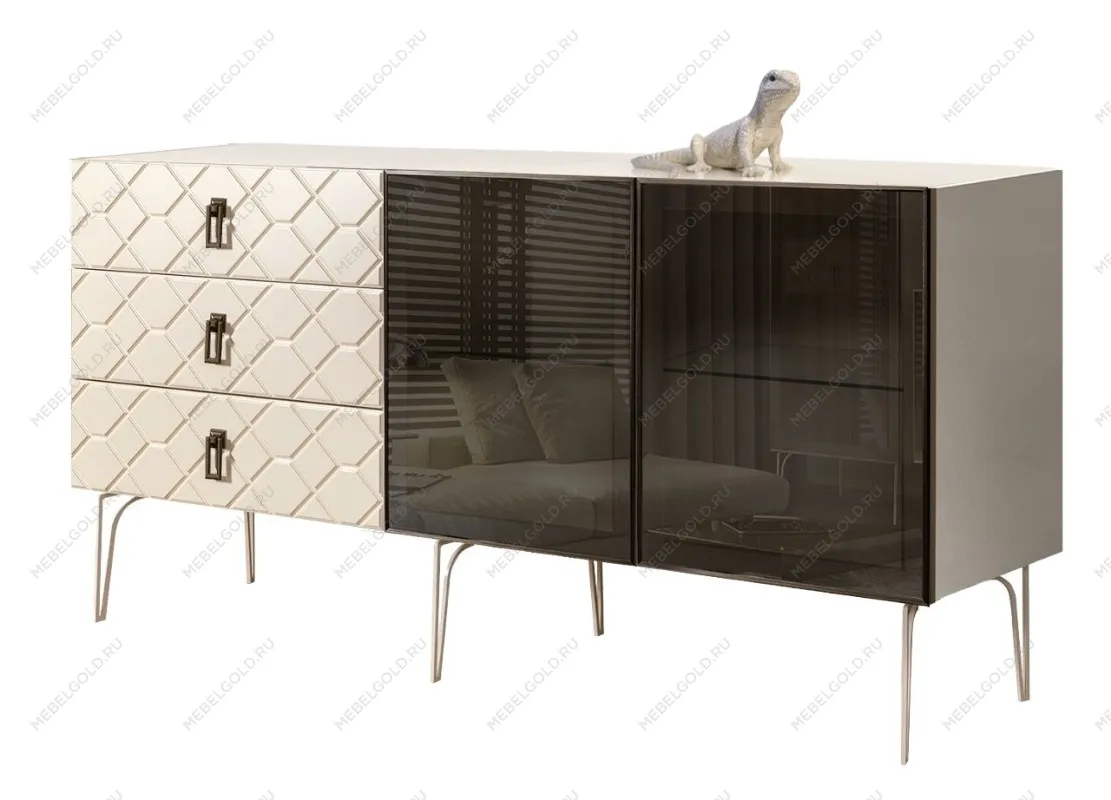 Комод 1.6м Bogemia Farfalle (Слоновая кость) (Lakobel/Черный) БМКМ-4(Fa)[5]