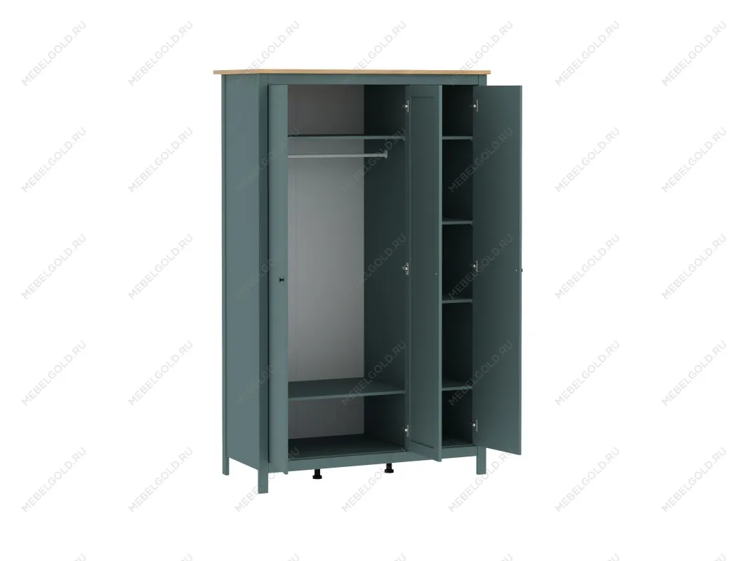 Шкаф распашной Сага, 3 двери, 132х64х215 см, темно-бирюзовый/ясень | изображение 13