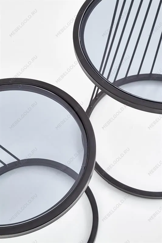 Комплект Halmar ANTILLA, 2 стола журнальных (дымчатый/черный) | изображение 2