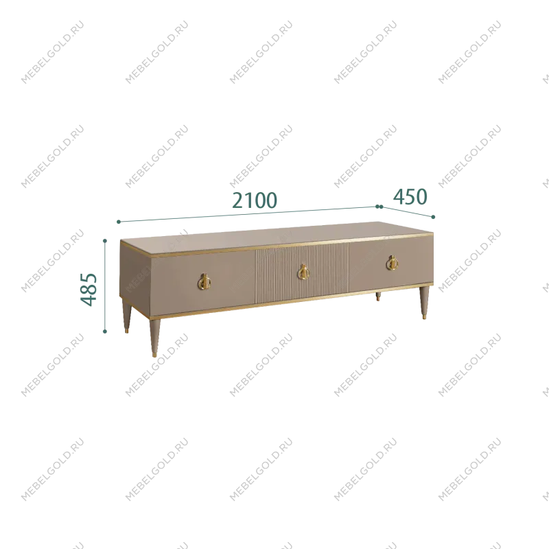Тумба под телевизор 3 ящика Римини СОЛО (Мокка/Золото) РМТ-4(s)[10]