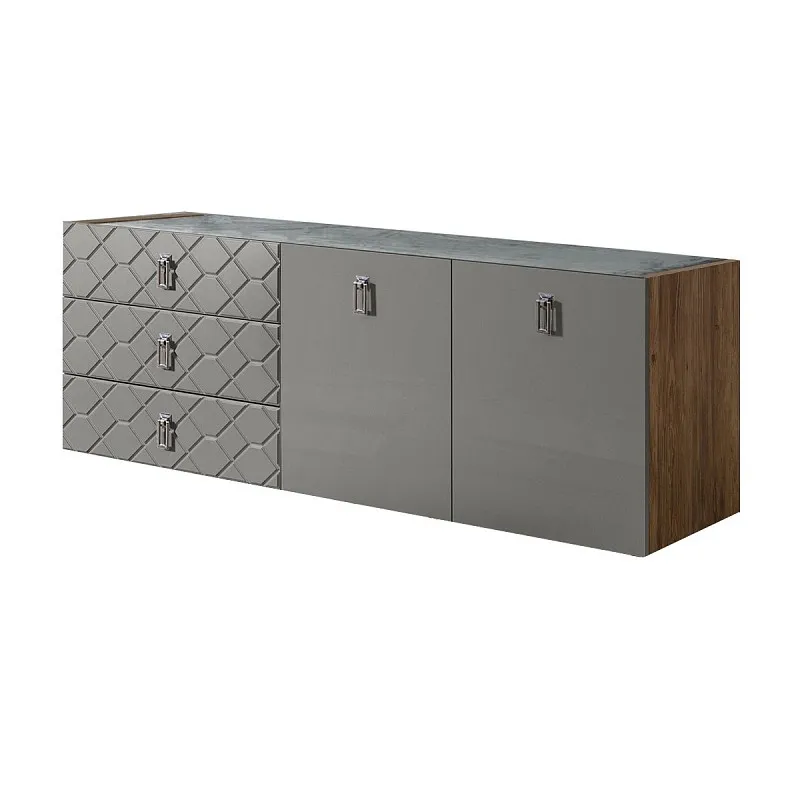 Комод 1.6м Bogemia Woodline Fly Fa (Серый) (Novabuk/Хром) БМКМ-4