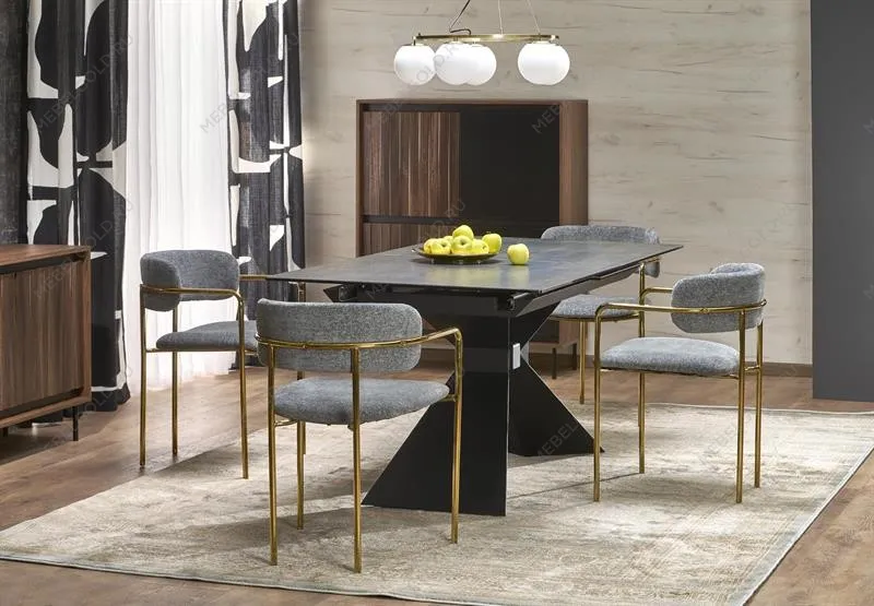 Стол обеденный Halmar LUCIANO 180 раскладной (синий мрамор/черный) | изображение 17