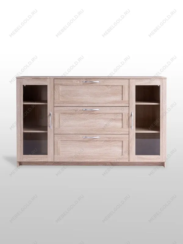 Тумба Сириус, 2 двери со стеклом и 3 ящика, 156х41х95 см, дуб сонома | изображение 7