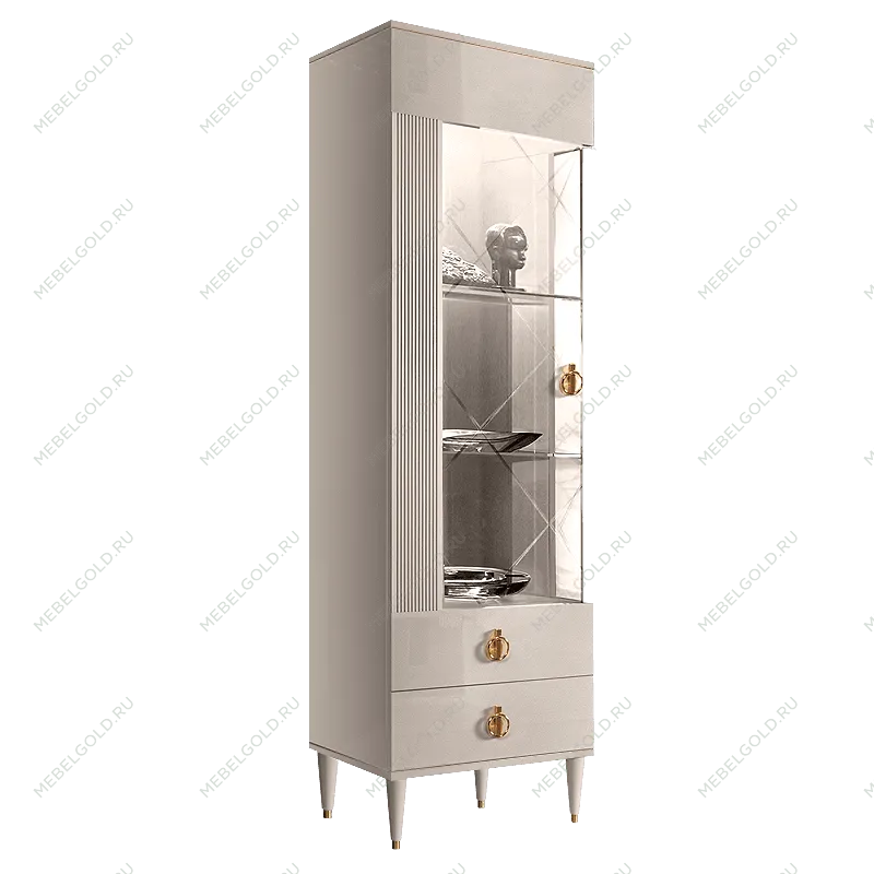 Витрина 1-ств. Римини СОЛО (Бежевый/Золото) (Левая) РМВ1-1С(s)