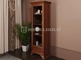 Шкаф с витриной Кентаки REG1W1S каштан - Выставка м. Марьина роща