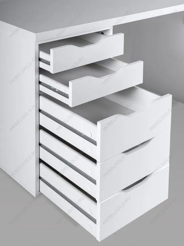 Стол письменный Ингар, 10 ящиков, 140х75х55 см, белый | изображение 11