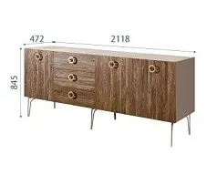 Комод 2.1м Bogemia Wood Fi (Мокка) (Novabuk/Золото) БМКМ-5(Wo)