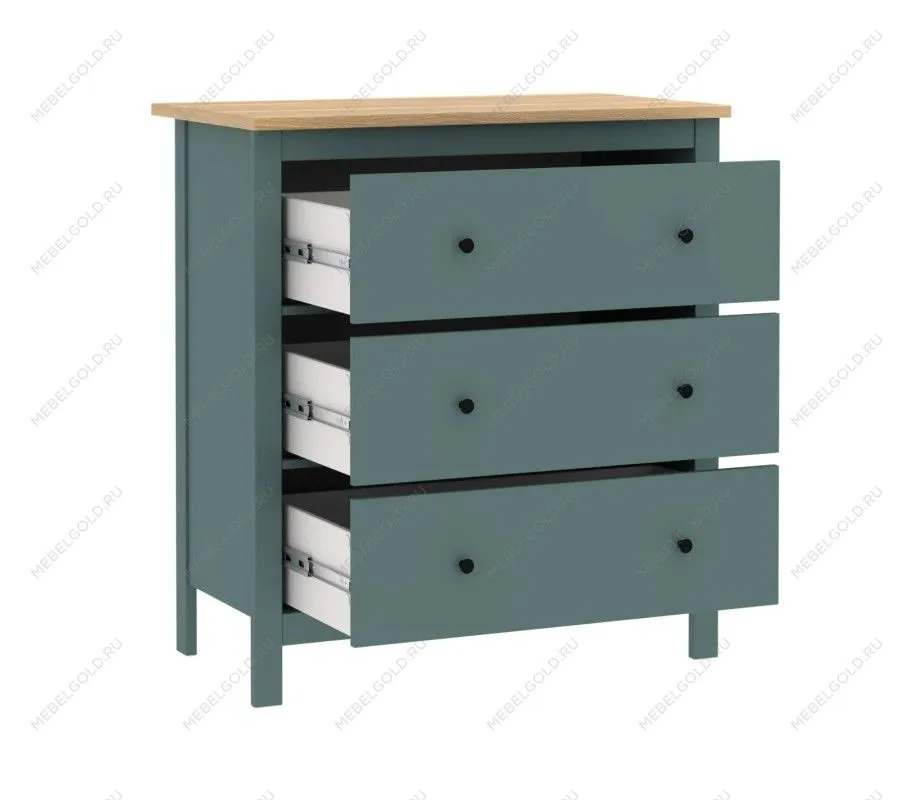 САГА комод 3 ящика темно-бирюзовый/ясень | изображение 2