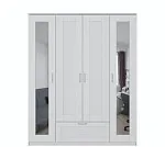 БРИМНЭС / СИРИУС Шкаф ИКЕА / IKEA комбинированный 4 двери и 1 ящик белый (с 2 зеркалами) | изображение 1