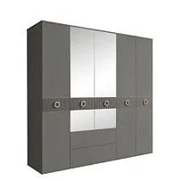 Шкаф 5-ти дверный с зеркалами, с ящиками, Bogemia Fillini (Серый/Золото) БМШ1/51(Fi)