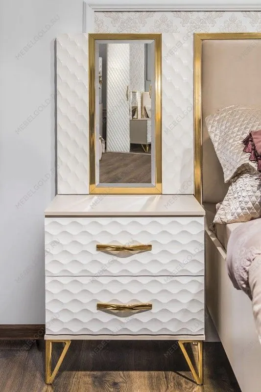 Зеркало Лара для прикроватной тумбы белый глянец | изображение 2