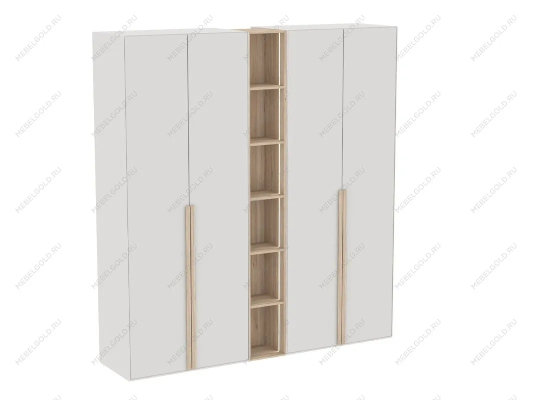 Полка открытая и 2-дверные шкафы с глухими дверями, Аврора, Дуб Мария/Кашемир