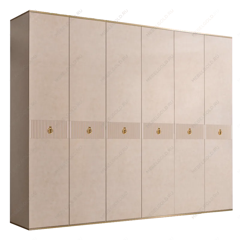 Шкаф 6-ти дверный Римини СОЛО (Латте/Золото) РМШ2/6(s)