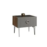 Тумба прикроватная Bogemia Woodline Fi (Серый) (Lakobel/Хром) БМТП-1