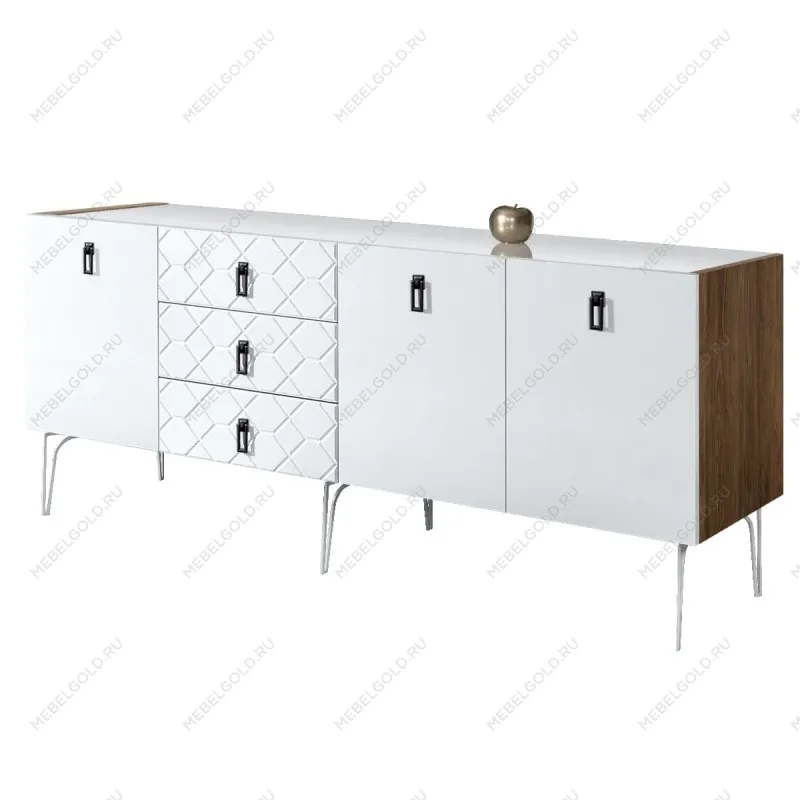 Комод 2.1м Bogemia Woodline Fa (Белый) (Lakobel/Черный) БМКМ-5