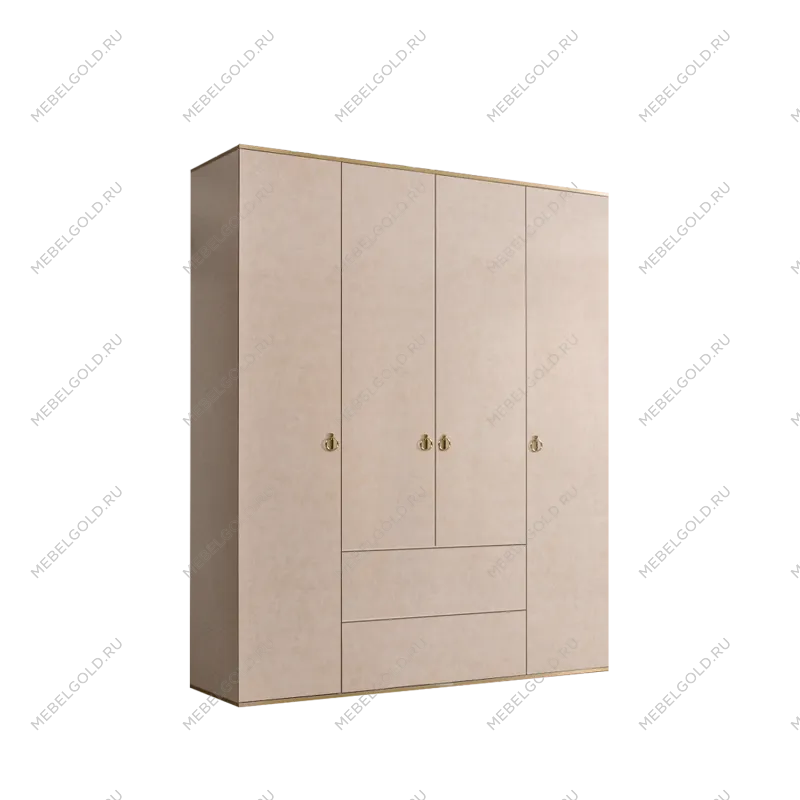 Шкаф 4-х дверный с ящиками Римини (Латте/Золото) РМШ2/41