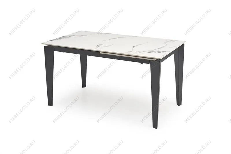 Стол обеденный Halmar FELIX раскладной (белый мрамор/черный)