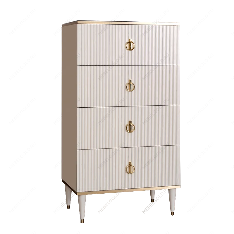 Комод 4 ящика Римини СОЛО (Слоновая кость/Золото) РМКМ-6(s)