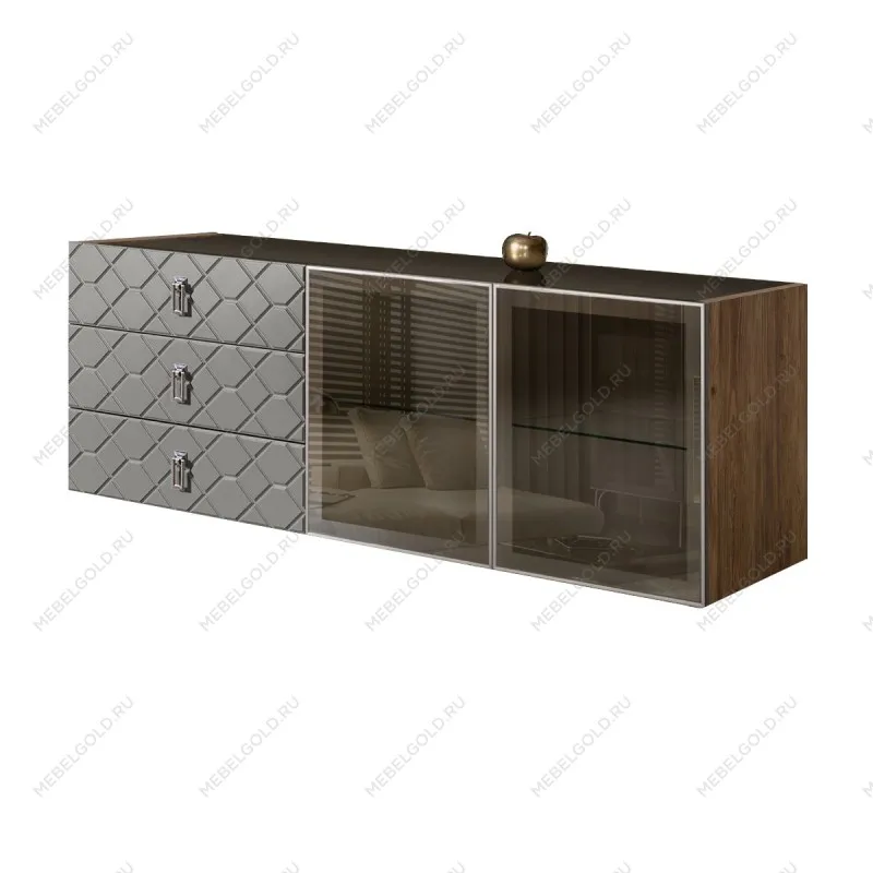 Комод 1.6м Bogemia Woodline Fly Fa (Серый) (Lakobel/Хром) БМКМ-4[5]