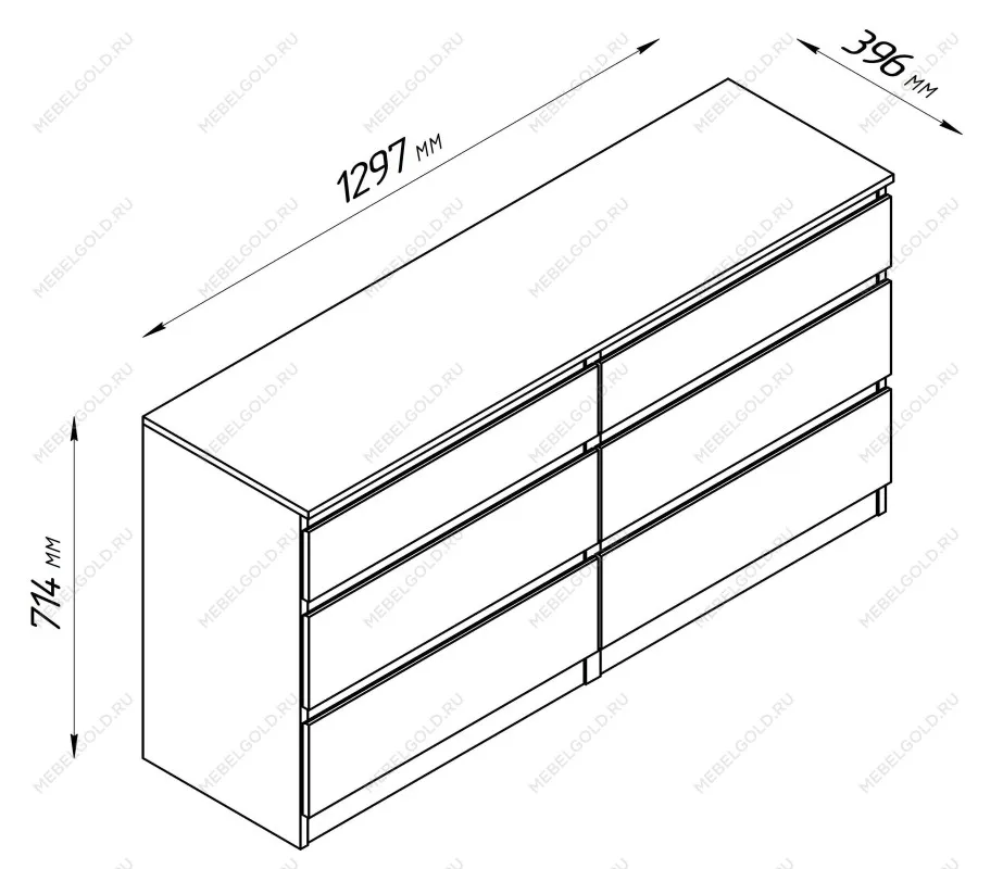 Комод Кастор, 6 ящиков, 129х40х71 см, черно-коричневый, дуб венге | изображение 20