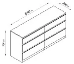 Комод Кастор, 6 ящиков, 129х40х71 см, черно-коричневый, дуб венге | изображение 20
