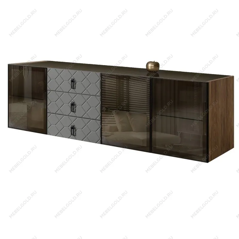 Комод 2.1м Bogemia Woodline Fly Fa (Серый) (Lakobel/Черный) БМКМ-5[5]