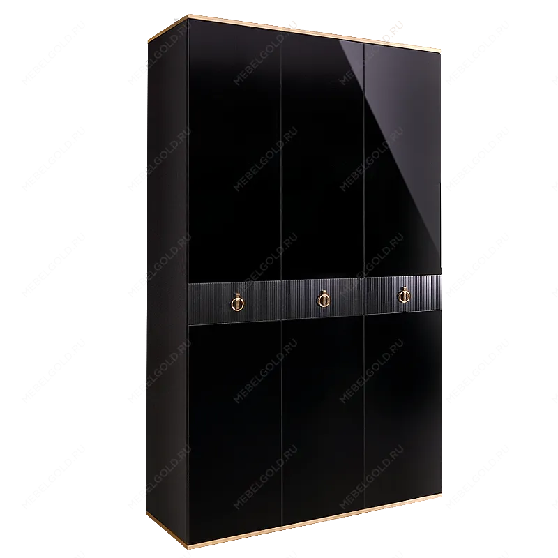 Шкаф 3-х дверный Римини СОЛО (Черный/Золото) РМШ2/3(s)