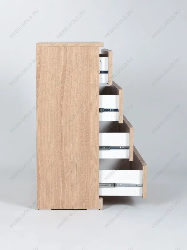 Комод Варма, 4 ящика, 80х100х40 см, шпон натурального дерева, дуб беленый | изображение 16