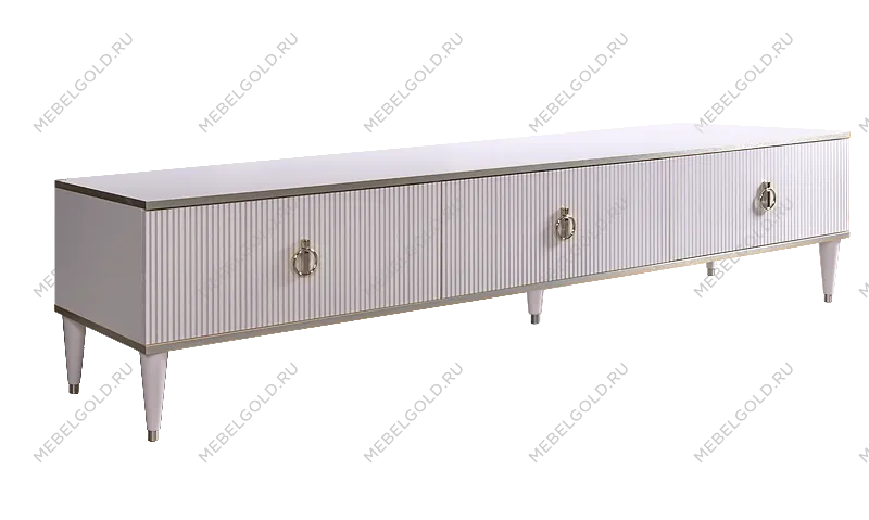 Тумба под телевизор 3 ящика Римини СОЛО (Белый/Серебро) РМТ-4(s)[10]