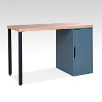 ИНГАР 1/ДВ/T стол письменный 120x75x55, дуб беленый/серо-бирюзовый/черный