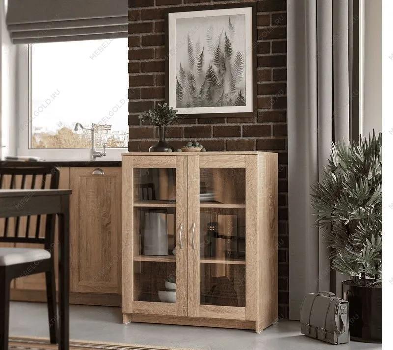 БРИМНЭС / СИРИУС тумба ИКЕА / IKEA 2 двери со стеклом 78х95 сонома | изображение 4