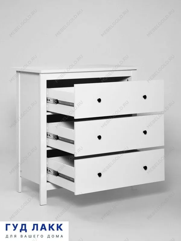 Комод Сага, 3 ящика, 92х100х51 см, белый | изображение 7