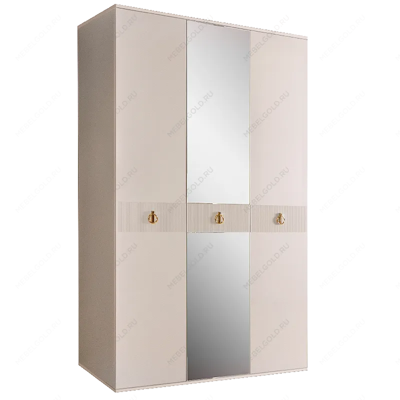 Шкаф 3-х дверный с зеркалом Римини СОЛО (Бежевый/Золото) РМШ1/3(s)