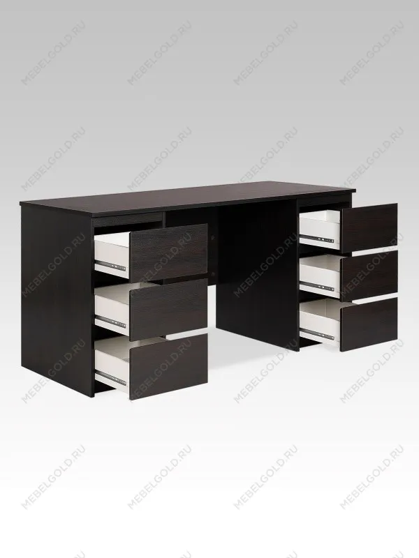 Стол письменный Кастор, 6 ящиков, 151х65х75 см, черный, дуб венге | изображение 9