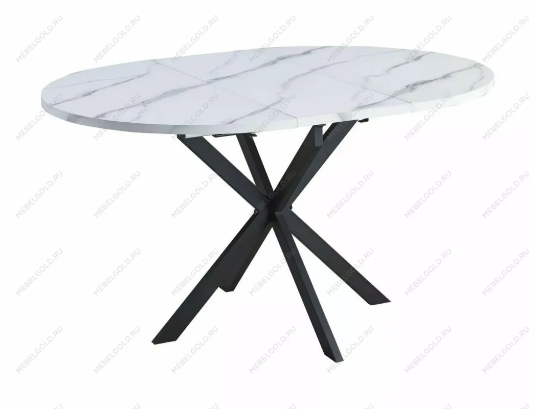 Стол обеденный Signal GASTON 100 раскладной (белый мрамор/черный мат) | изображение 1
