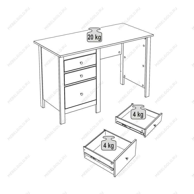 САГА стол письменный 120х56 серый/ясень | изображение 3