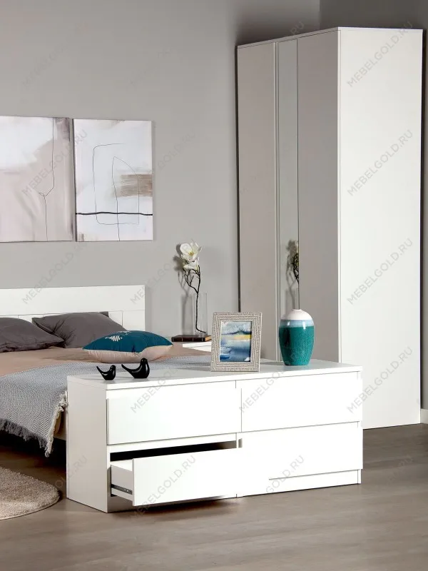 Тумба для ТВ Кастор, 4 ящика, 130х40х54 см, белая | изображение 1