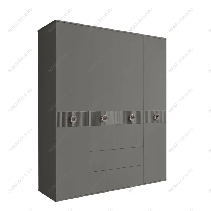 Шкаф 4-х дверный с ящиками, Bogemia Fillini (Серый/Хром) БМШ2/41(Fi)