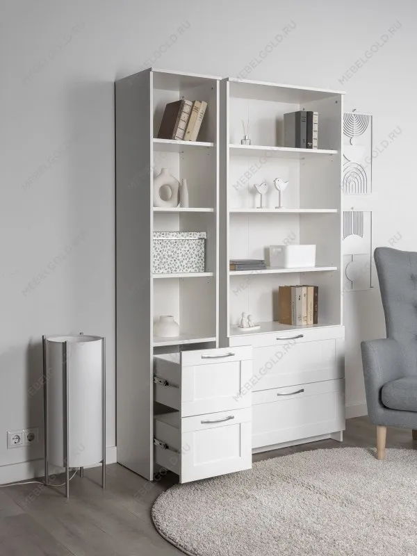 Стеллаж Сириус, 2 ящика, 39х35х190 см, белый | изображение 3