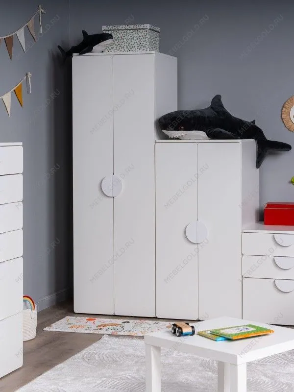 Шкаф Пикси распашной, с двумя дверьми и полкой 60x57x180, белый (робкий подснежник) | изображение 3