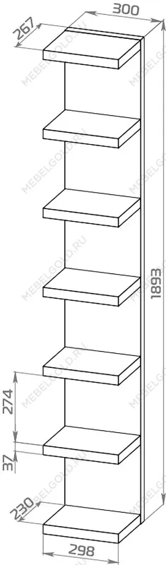 Полка настенная Фора, 30х189х27 см, белый | изображение 9