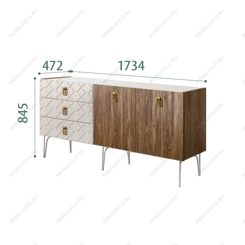 Комод 1.6м Bogemia Woodline Fa (Шелк) (Novabuk/Золото) БМКМ-4