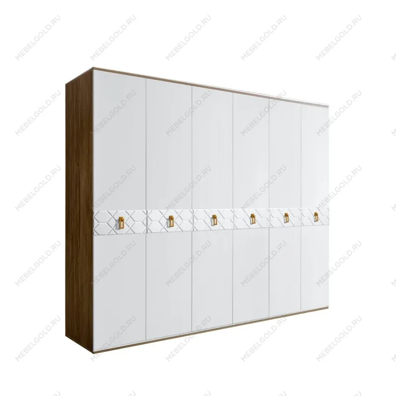 Шкаф 6-ти дв. Bogemia Woodline Fa (Белый/Золото) БМШ2/6(Fa)