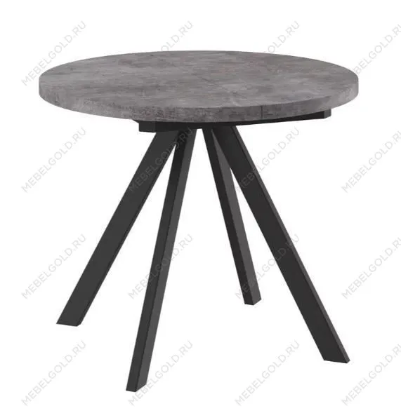 Стол круглый раздвижной TRIO-90 (ДЫМЧАТАЯ КЕРАМИКА/ЧЕРНЫЙ) 90/125