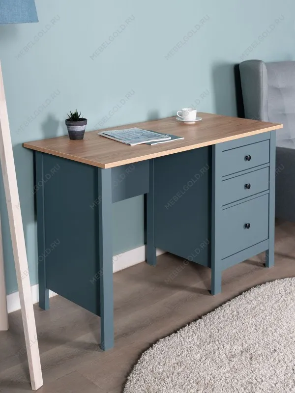 Стол письменный Сага, 120х56, темно-бирюзовый/ясень | изображение 1