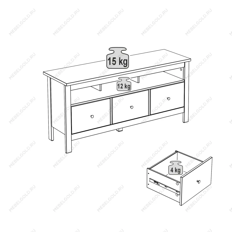 САГА тумба 3 ящика белая/ясень | изображение 4