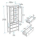 САГА шкаф с витриной 90 МОРУ темно-бирюзовый/ясень | изображение 2